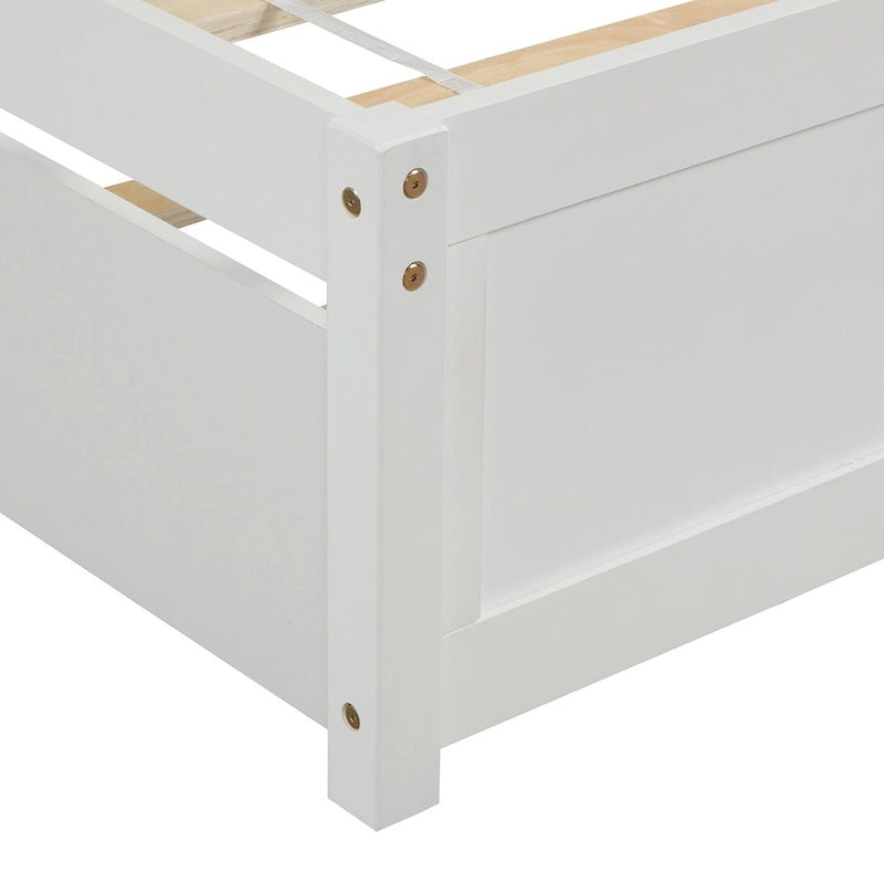 Twin Platform Bed Frame with Trundle – Gray / Walnut / Espresso / White, Sleeps 1+1