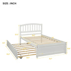 Twin Platform Bed Frame with Trundle – Gray / Walnut / Espresso / White, Sleeps 1+1