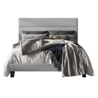 Gray Upholstered Platform Bed, Panel Style, for 1–2 People