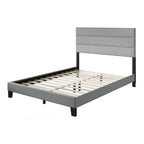 Gray Upholstered Platform Bed, Panel Style, for 1–2 People