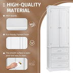 White Tall Bathroom Storage Cabinet with 3 Drawers, Single-Person Use
