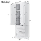 White Tall Bathroom Storage Cabinet with 3 Drawers, Single-Person Use