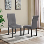 Velvet Parson Dining Chair with Nailhead Trim, Grey/Black/Blue, Set of 2