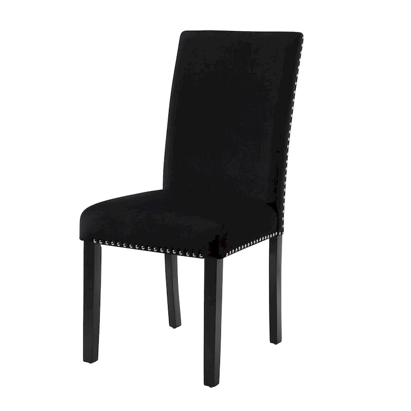 Velvet Parson Dining Chair with Nailhead Trim, Grey/Black/Blue, Set of 2