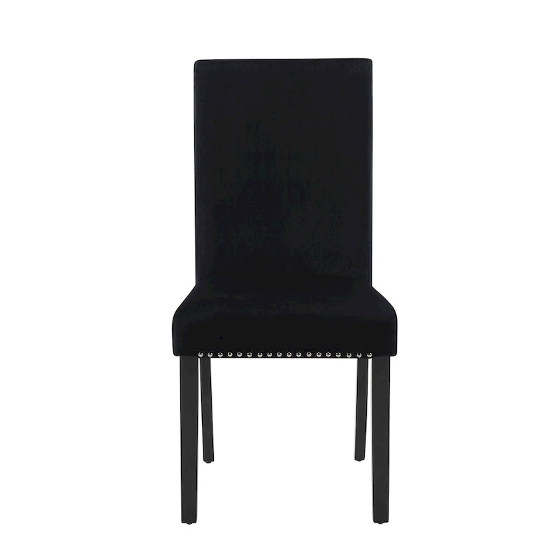 Velvet Parson Dining Chair with Nailhead Trim, Grey/Black/Blue, Set of 2