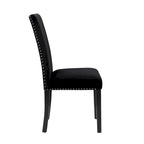 Velvet Parson Dining Chair with Nailhead Trim, Grey/Black/Blue, Set of 2