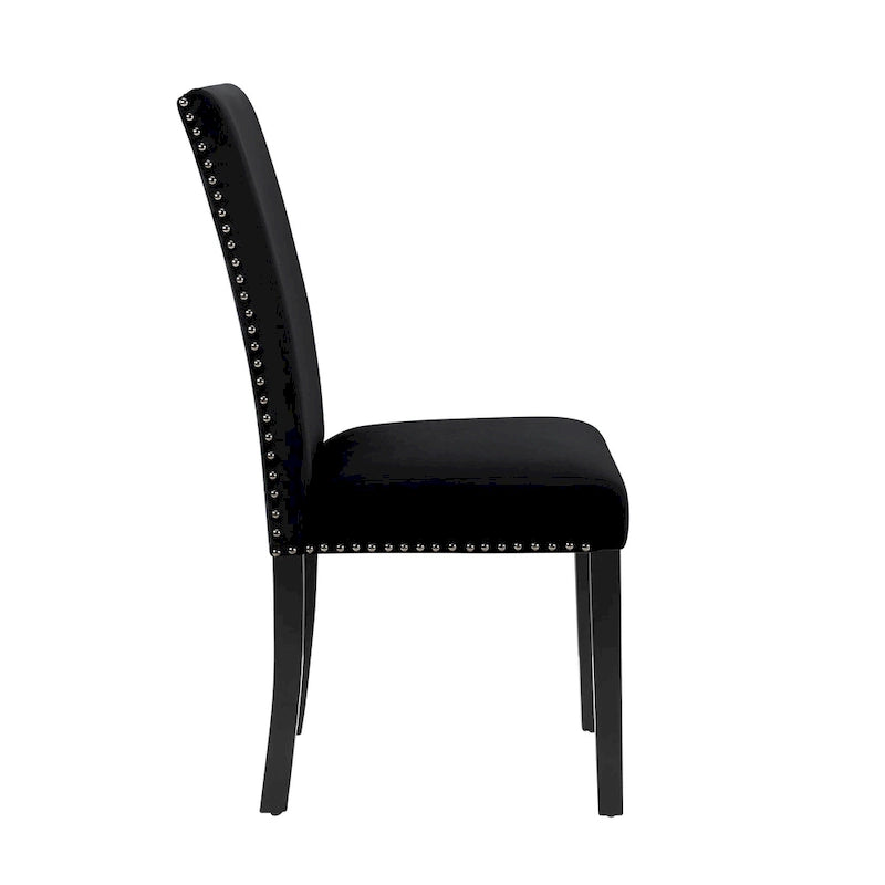 Velvet Parson Dining Chair with Nailhead Trim, Grey/Black/Blue, Set of 2