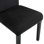 Velvet Parson Dining Chair with Nailhead Trim, Grey/Black/Blue, Set of 2
