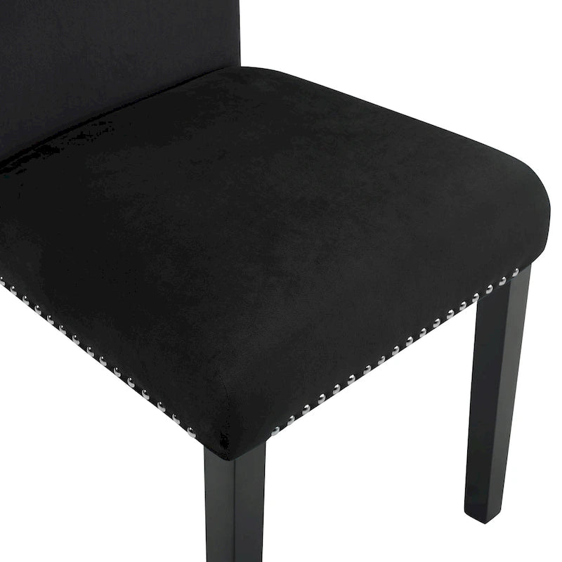 Velvet Parson Dining Chair with Nailhead Trim, Grey/Black/Blue, Set of 2