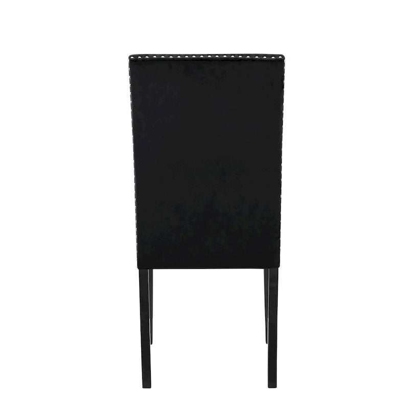 Velvet Parson Dining Chair with Nailhead Trim, Grey/Black/Blue, Set of 2
