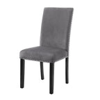Velvet Parson Dining Chair with Nailhead Trim, Grey/Black/Blue, Set of 2