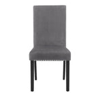 Velvet Parson Dining Chair with Nailhead Trim, Grey/Black/Blue, Set of 2