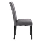 Velvet Parson Dining Chair with Nailhead Trim, Grey/Black/Blue, Set of 2