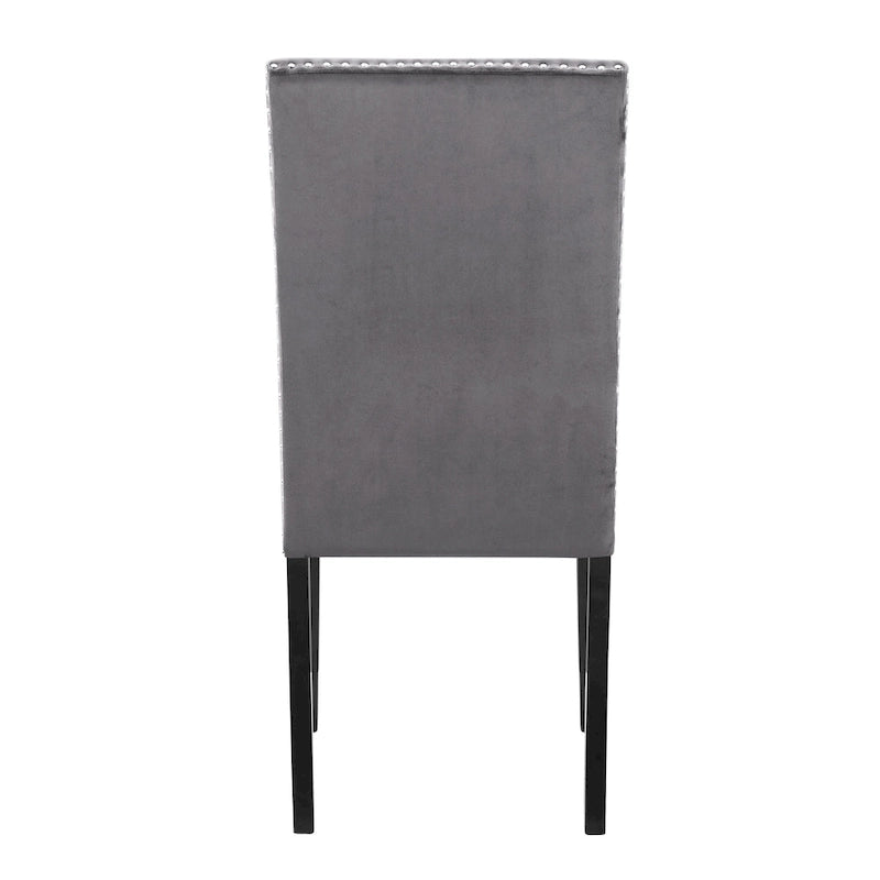Velvet Parson Dining Chair with Nailhead Trim, Grey/Black/Blue, Set of 2