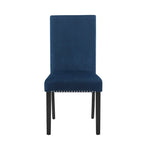 Velvet Parson Dining Chair with Nailhead Trim, Grey/Black/Blue, Set of 2