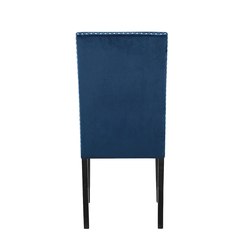 Velvet Parson Dining Chair with Nailhead Trim, Grey/Black/Blue, Set of 2