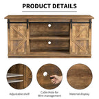 TV Stand with Barn Doors, 2-Shelf, White/Espresso/Oak, Fits TVs up to 65"