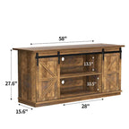 TV Stand with Barn Doors, 2-Shelf, White/Espresso/Oak, Fits TVs up to 65"