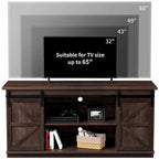 TV Stand with Barn Doors, 2-Shelf, White/Espresso/Oak, Fits TVs up to 65"