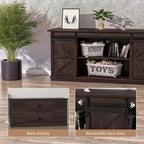 TV Stand with Barn Doors, 2-Shelf, White/Espresso/Oak, Fits TVs up to 65"