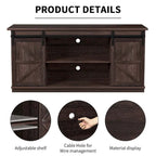 TV Stand with Barn Doors, 2-Shelf, White/Espresso/Oak, Fits TVs up to 65"