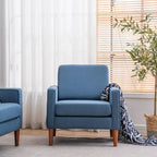 Single Seat Accent Chair with Solid Wood Legs (Blue / Creamy White / Grey)
