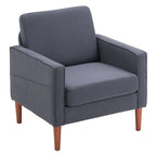 Single Seat Accent Chair with Solid Wood Legs (Blue / Creamy White / Grey)