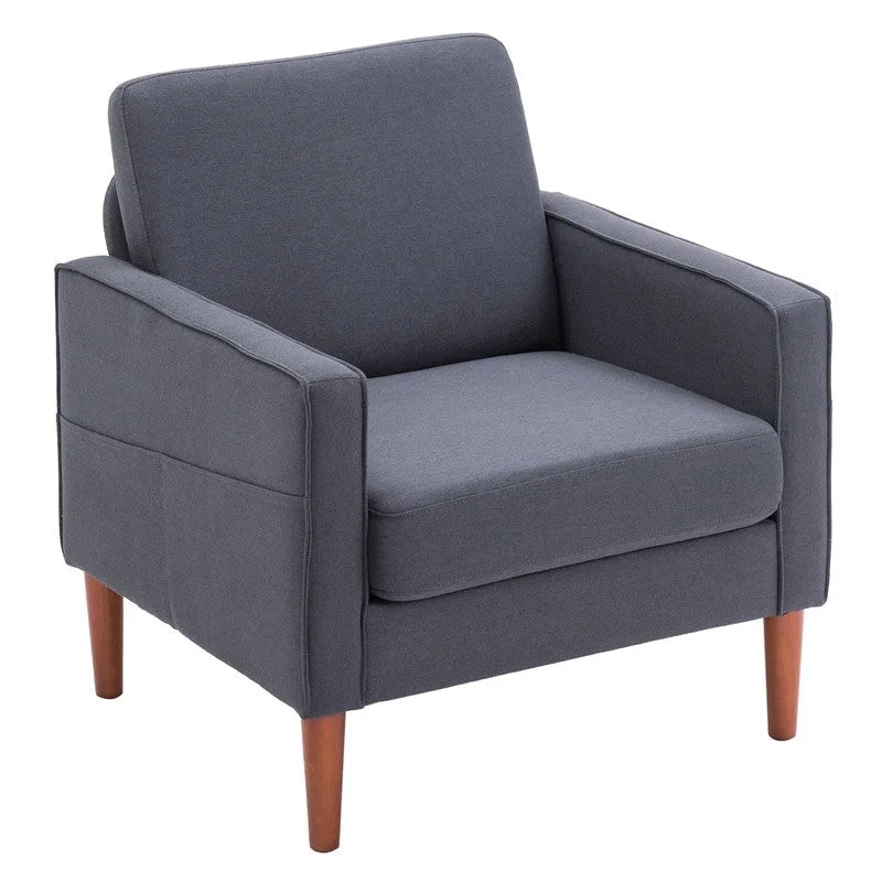 Single Seat Accent Chair with Solid Wood Legs (Blue / Creamy White / Grey)