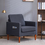Single Seat Accent Chair with Solid Wood Legs (Blue / Creamy White / Grey)
