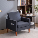 Single Seat Accent Chair with Solid Wood Legs (Blue / Creamy White / Grey)