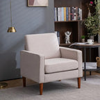 Single Seat Accent Chair with Solid Wood Legs (Blue / Creamy White / Grey)