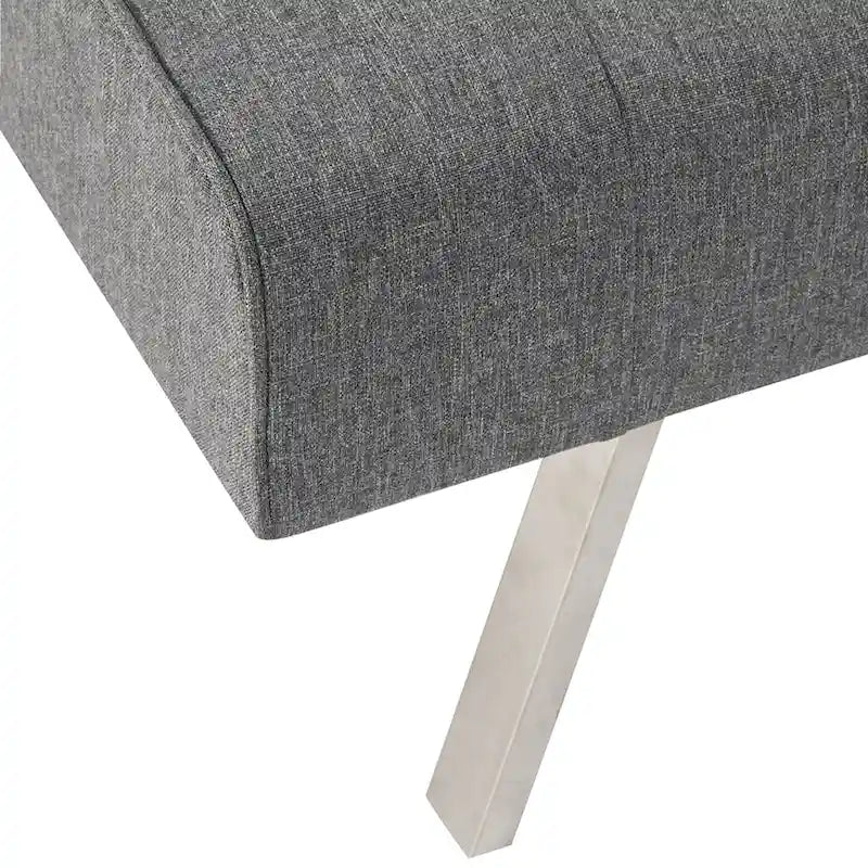 Multi-Color Tufted Split Back Futon Sofa Bed, Linen/Faux Leather, Chrome Legs, 2-Seater