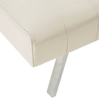 Multi-Color Tufted Split Back Futon Sofa Bed, Linen/Faux Leather, Chrome Legs, 2-Seater