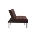 Multi-Color Tufted Split Back Futon Sofa Bed, Linen/Faux Leather, Chrome Legs, 2-Seater