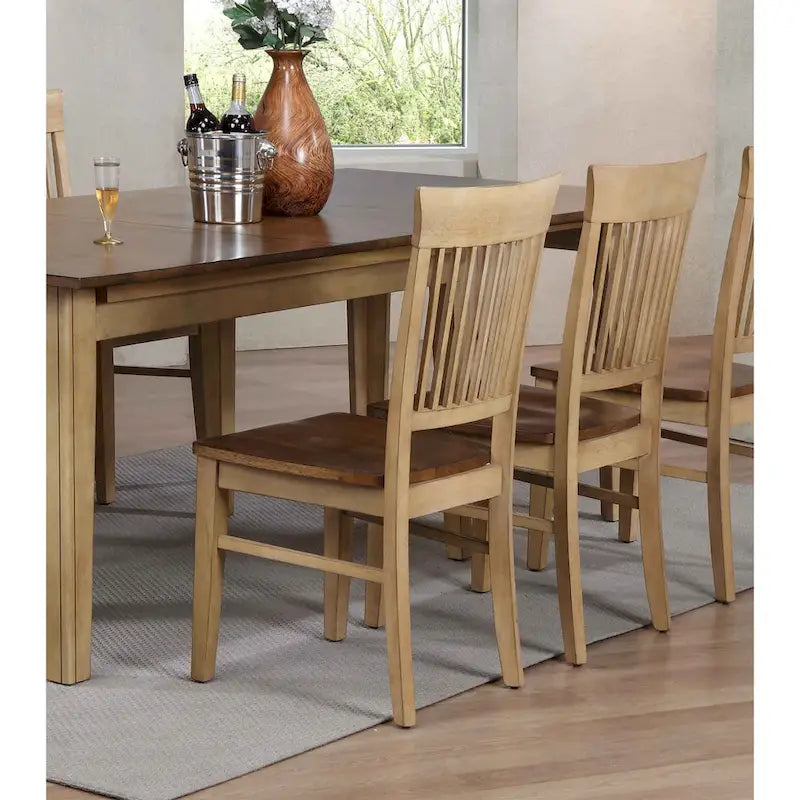 Brook Distressed Two Tone Light Creamy Wheat with Warm Pecan Brown Side Chair (Set of 2) - 22 L x 18 W x 38 H