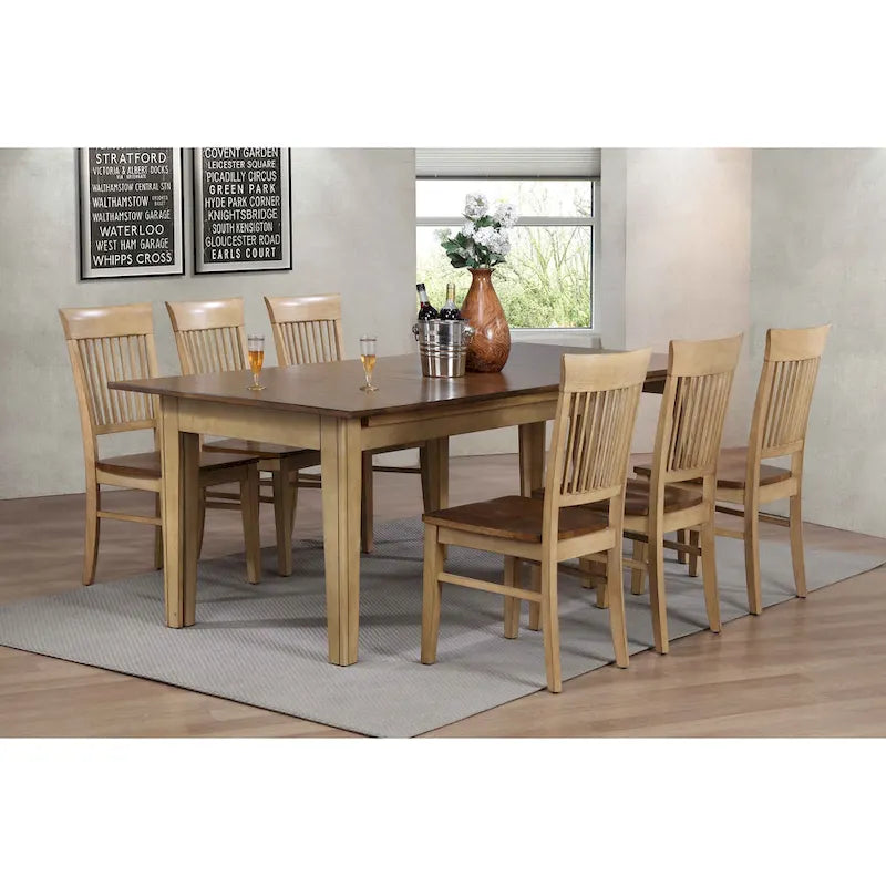 Creamy Wheat & Pecan Brown Distressed Dining Chair, Set of 2