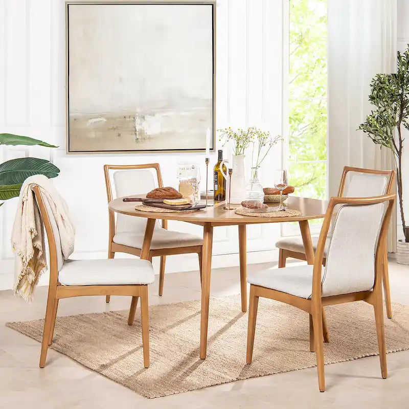 White & Gray Woven Open-Back Dining Chair, Set of 2