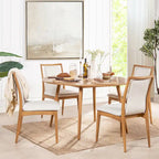 White & Gray Woven Open-Back Dining Chair, Set of 2