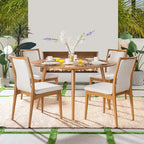 White & Gray Woven Open-Back Dining Chair, Set of 2