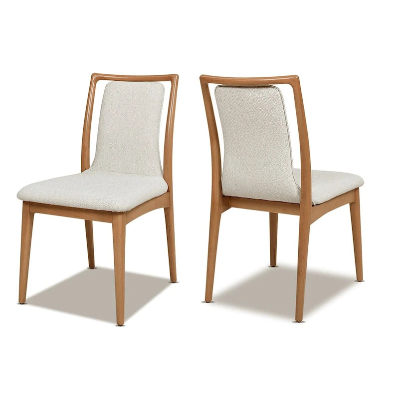 White & Gray Woven Open-Back Dining Chair, Set of 2