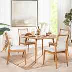 White & Gray Woven Open-Back Dining Chair, Set of 2