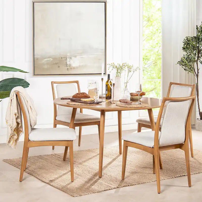 White & Gray Woven Open-Back Dining Chair, Set of 2