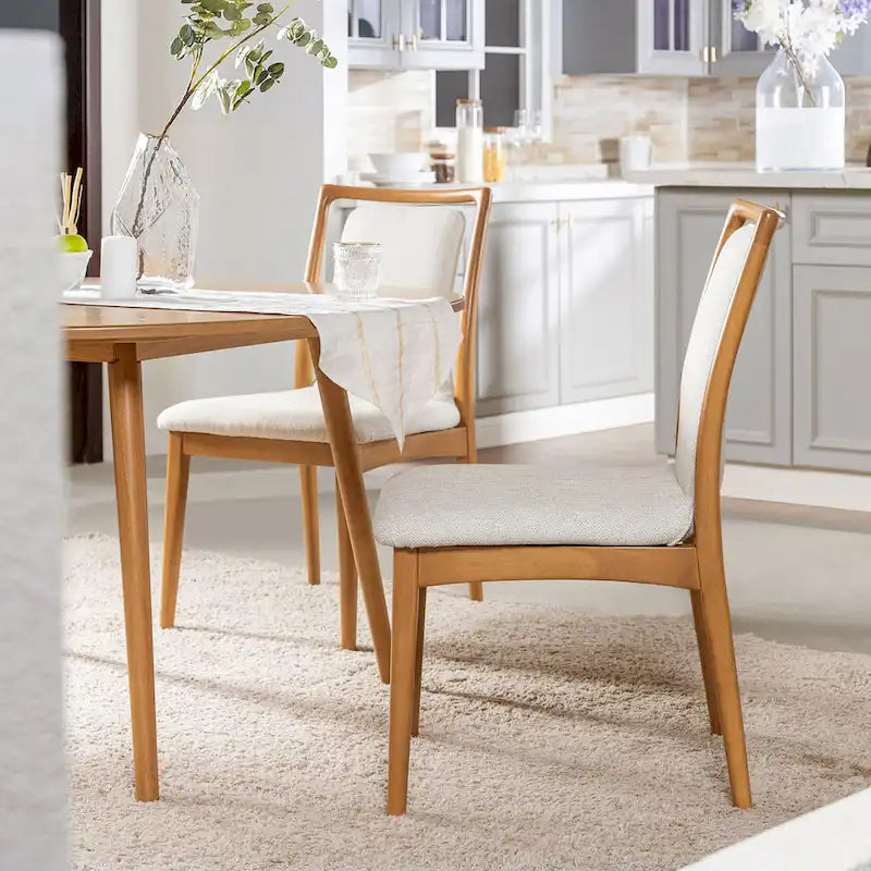 White & Gray Woven Open-Back Dining Chair, Set of 2