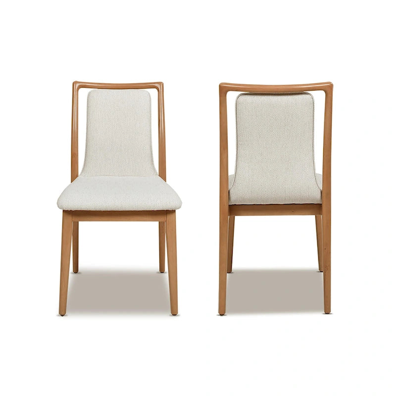 White & Gray Woven Open-Back Dining Chair, Set of 2