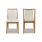 White & Gray Woven Open-Back Dining Chair, Set of 2