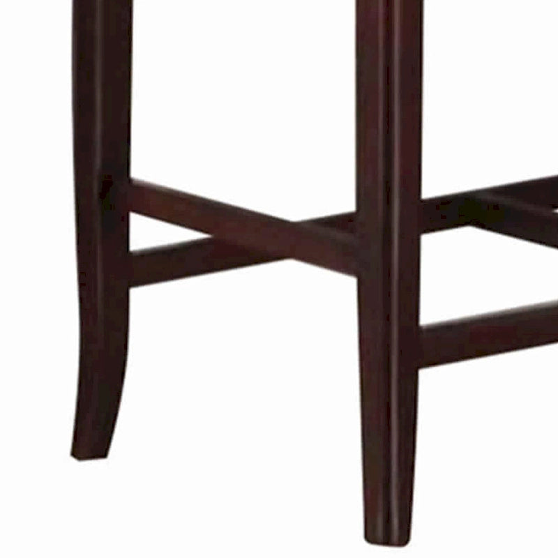 Brown Faux Leather Tufted High Bench, Wood Frame, 1-Person