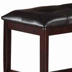 Brown Faux Leather Tufted High Bench, Wood Frame, 1-Person