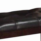 Brown Faux Leather Tufted High Bench, Wood Frame, 1-Person