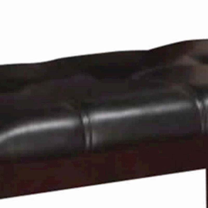 Brown Faux Leather Tufted High Bench, Wood Frame, 1-Person
