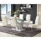 White/Black Contemporary Faux Leather 7-Piece Dining Set, Seats 6